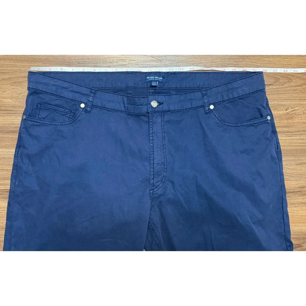 Peter Millar Crown Crafted Wayfare Tailored Fit 5 Pocket Navy Pants Sz 42/30